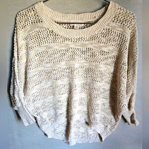 Between Me & You Knit Top Beige Pullover Sweater Size XS 3/4 Sleeves Used